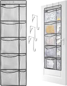 Weekly Kids Clothes Organizer - Day of Week School Clothing Organizer, Monday to Friday Time Save, No Odour, 5-Shelf Hanging Closet Storage (Grey)