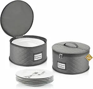 2 Pack 12" China Storage Containers for Dinner Plates, China Organizer