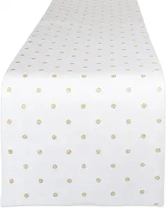 DII Polka Dot Kitchen Collection, Table Runner, 13x90, Metallic White/Gold Reversible