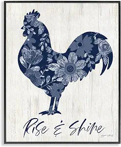 Floral Rooster Farmhouse Morning, 16 x 20 Inch Framed Gicle Print