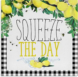 Farmhouse Lemon Plaid Kitchen, 24 x 24 Inch Canvas Wall Art