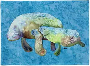 Caroline's Treasures 8660PLMT Manatee Fabric Placemat Washable Placemat Dinner Table Decor No Ironing Linen Look