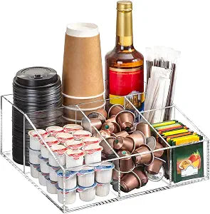 BEYGORM Acrylic Coffee Bar Station Organizer for Countertop