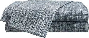 Martex Easy Living 4-Piece Queen Sheet Set, Blue Crosshatch Print