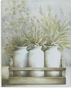 Country Herbal Blooms Milk Jugs, 24 x 30 Inch Canvas Wall Art