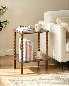 Fultyle Side Table, Small End Table with 2-Tier Shelf, Modern Night Stand