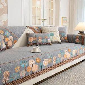 JoraLion Boho Jacquard Couch Cover, 36"x94" Chenille 4 Seater Sofa Cover for XX-Lagre Cushion Couch Sectional Cover Washable Non Slip Furniture Protector Slipcover for Cushion Couch Sofa, 1pcs, Grey