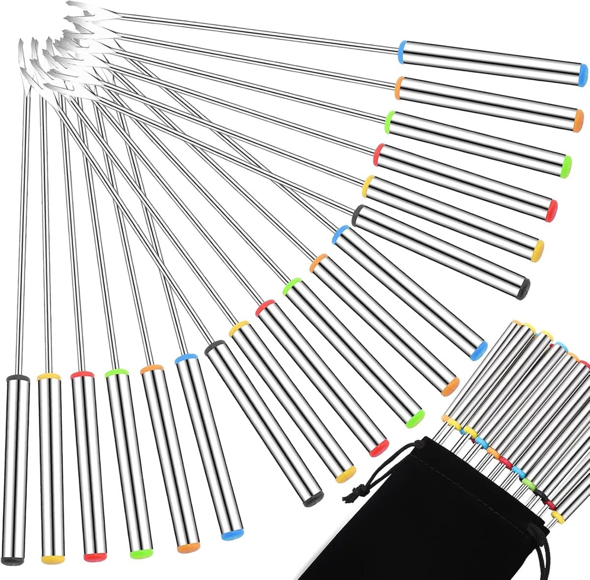 18 PCS Fondue Forks Stainless Steel,9.3 In Cheese Fondue Sticks