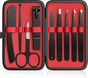 Yougai Tweezers Set for Women Men Facial Hair,9 Pcs Eyebrow Kit with Case