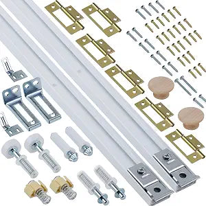 Bifold Door Hardware Kit, 2-Pack 24-Inch Bi-fold Closet Door Track Kit Bifold Closet Door Hardware Kit Folding Door Hardware Repair Replacement Tool Kit