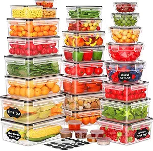 62 PCS Large Food Storage Containers with Lids (31 Lids & 31 Containers)