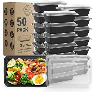 Meal Prep Containers 28 OZ, 50 Pack Leakproof Food Safe with Lids