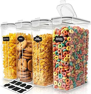 Utopia Kitchen Cereal Containers Storage Set with Lids, 4 Pack, 4L (135 Oz)