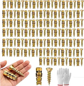 614mm Short Expansion Screw Set, Hinge Repair &Expansion Anchor with Screws, Loose Hinge Hole Repair Kits for Concrete Wall, Wood, Tile & Stone, Secure Cabinet Door Fastening (100PCS)