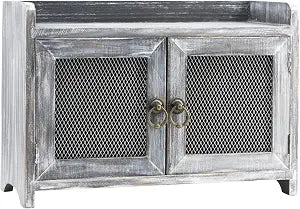 COLLECTIVE HOME - Storage Cabinet, Mini Countertop Cabinet, Wood Organizer for Kitchen Living Room Bedroom Bathroom Office with Magnetic Door, 14.5 x 6.5 x 10 (Gray)