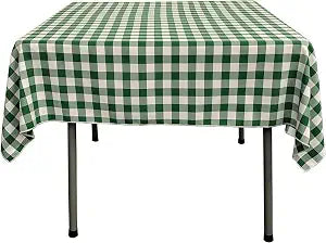 LA Linen Gingham Tablecloth - Checkered Tablecloth for Parties, Picnics & More - Farmhouse Tablecloth - Spring Tablecloth - Picnic Tablecloth - Cloth Tablecloths for Square Tables - 52"x52" Green