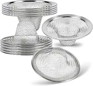 12Pcs Drain Hair Catcher Stainless Steel Slop Basket Filter Trap, 2.75" Top / 1" Mesh Sink Strainer for Kitchen Bathroom Bathtub Wash Basin Floor Shower