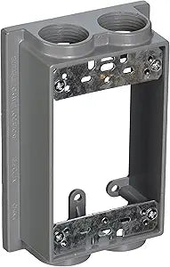 TayMac SE475S Weatherproof Box Extension, 1-Gang, (4) 3/4-Inch Outlets, Gray