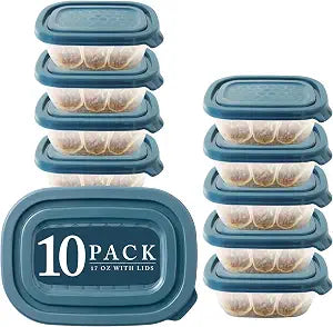 10 Pack 17oz Small Freezer Storage Containers (2 Cups) - Plastic Food Storage Containers with Lids - Ideal For Snacks & Meal Prep - BPA Free, Reusable, Microwavable & Dishwasher Safe