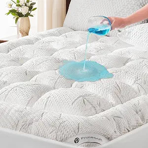 PRIMESOFT Queen Size Mattress Topper, Thick Pillow Top Mattress PadUp to 21 Inch Deep Pocket,Soft Breathable Mattress Pad for Back Pain, Waterproof Protector Cover(White)