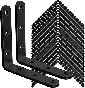 25Pcs Black Angle Brackets 3x 3 Heavy Duty Corner Bracket 3MM for Wood