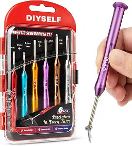 DIYSELF Small Screwdriver Set with Case, 6PCS Magnetic Eyeglass Repair Kit