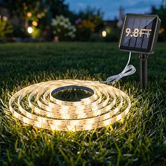 HOTSUN Solar LED Strip Lights Outdoor 9.8FT 3000K for Stair, Step, Deck