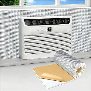 BXI AC Window Seal Foam Panel with Aluminum Foil - 16.5" x 39" Self-Adhesive White PEF Closed Cell Insulation Foam, Waterproof Air Conditioner Unit Side Surround Board for Indoor Outdoor Gap Cover