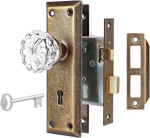 Mortise Lock Set for Interior Door with Crystal Glass Door Knobs