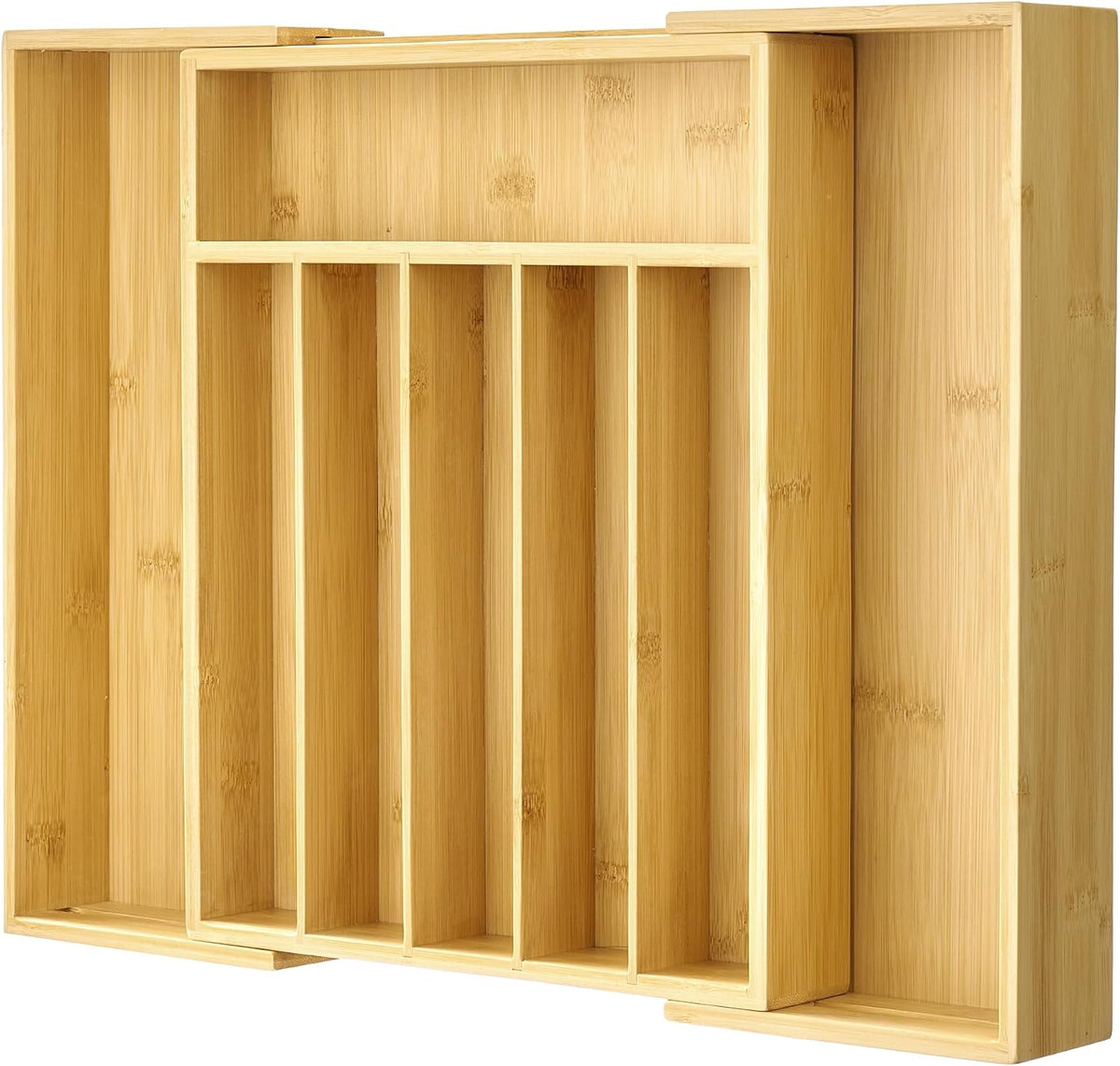 Vtopmart Expandable Bamboo Drawer Organizer for Kitchen, Adjustable Tray