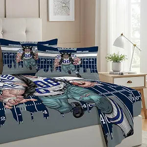 Allenjoy Dallas American Football Navy Focus Sheets Set with Fitted Sheet, Flat Sheet and 1 Pillowcase for Men Women Fans Son Husband Bedding Bedroom Decor, Twin Size