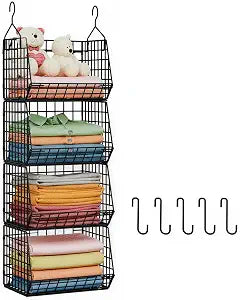 X-cosrack 4 Tier Hanging Closet Organizer Foldable Hanging Storage Basket