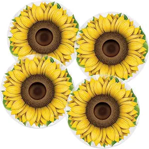 Beistle Sunflower Plastic Placemats Round Floral Table Mats 4 Pack