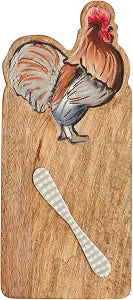 Mud Pie Enamel Farm Chicken Board; board 13" x 5 3/4" | spreader 5 1/2"