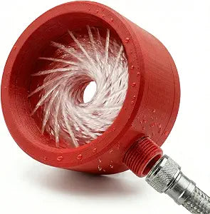 "Lil' Bro" 360 Handheld Detailer - The Ultimate Undercarriage Power Washer for Men & Pets - 360 Inward Vortex Hygiene Wand - Fits Standard Shower Hoses (Red, Large)