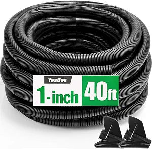 40 FT Wire Loom 1 Inch, Split Wire Loom Tubing Wire Conduit, Wire Protector Tubing  Black
