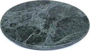 Creative Home 8-Inch Round Natural Marble Cheese Board, Green Serving Tray