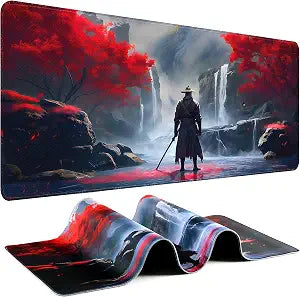 Gaming Mouse Pad - (31.5"11.8") Japanese Samurai Large Mouse Pads for Desk - Desk Mat for Keyboard and Mouse with Non-Slip Base, Desks Pad Matfor Game/Office & Home