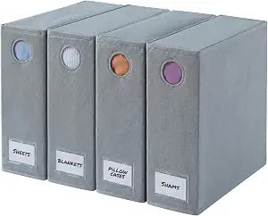 4 Pack Sheet Organizers - Foldable Sheets Set Organizer - King/Queen - Grey