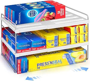 Cirhy Expandable Foil and Plastic Wrap Organizer, 3-Tier, 9.8-15.6 in