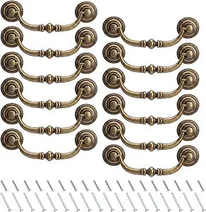 12 Pcs 3.2" C-C Bail Drawer Handles Drop Pulls, Vintage Floral