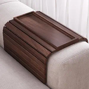 Walnut Wood Couch Arm Tray,Folding Sofa Armrest Table