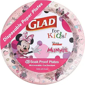 Glad for Kids Disney Minnie Mouse Paper Plates, Pink, 8.5 in, 40 Count