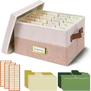 Vienrose Greeting Card Organizer Box,Light Pink Lotus Pink