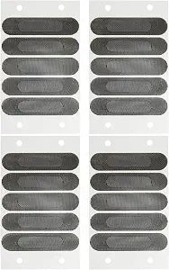 Window Weep Hole Covers, 20 PCS Screen Patch Repair Kit, Black Polyester Fine Mesh with Strong Adhesive for Sliding Windows & Doors, Water Drainage, Keeps Out Debris (2.6" x 0.63")