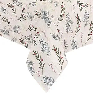 Threadmade Holiday Tree Trimmings Tablecloth, Multicolor - 60" W x 102" L