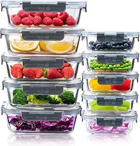 Igluu Meal Prep Glass Containers with Lids (10 Pack)  12.5/35.5oz