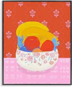 Fruit Bowl Bold Red Still Life, 11 x 14 Inch Framed Gicle Print