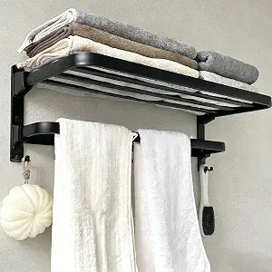 24in Towel Racks Shelf for Bathroom Wall Mounted Organizer for Hotel,Black
