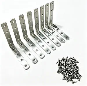 8-Pack 5-Inch Stainless Steel L Shelf Brackets with Screws